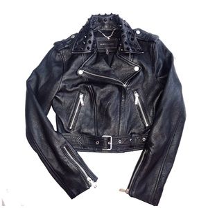BCBG MAX AZRIA LEATHER STUDDED JACKET!